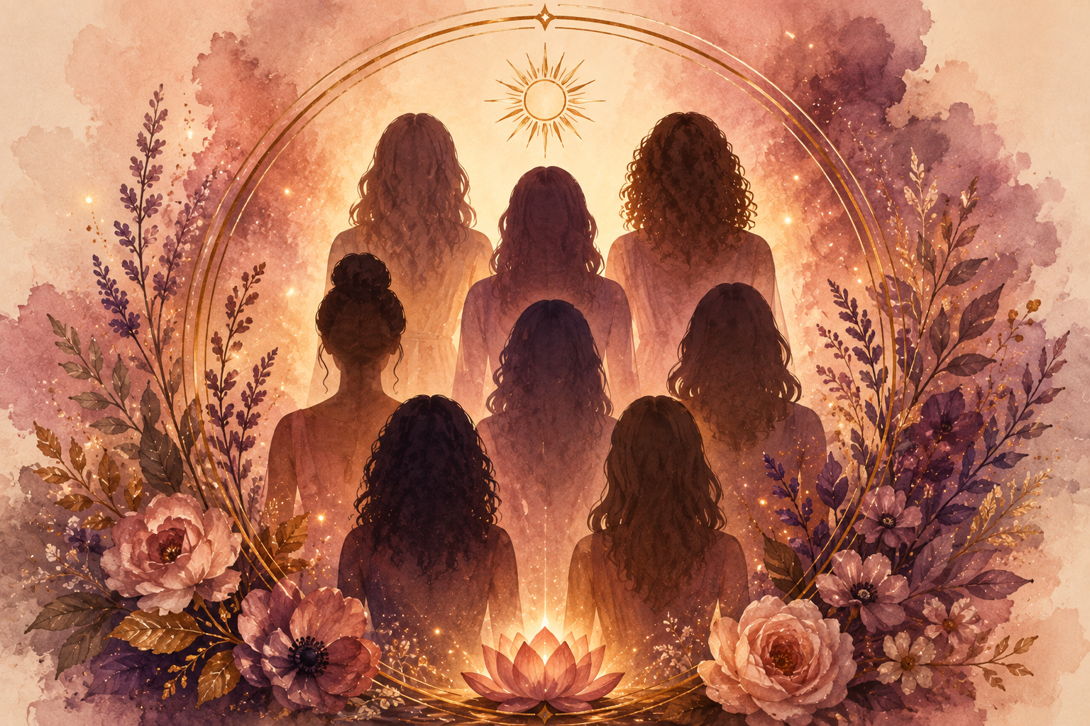 A circle of women gathered around a warm creative fire